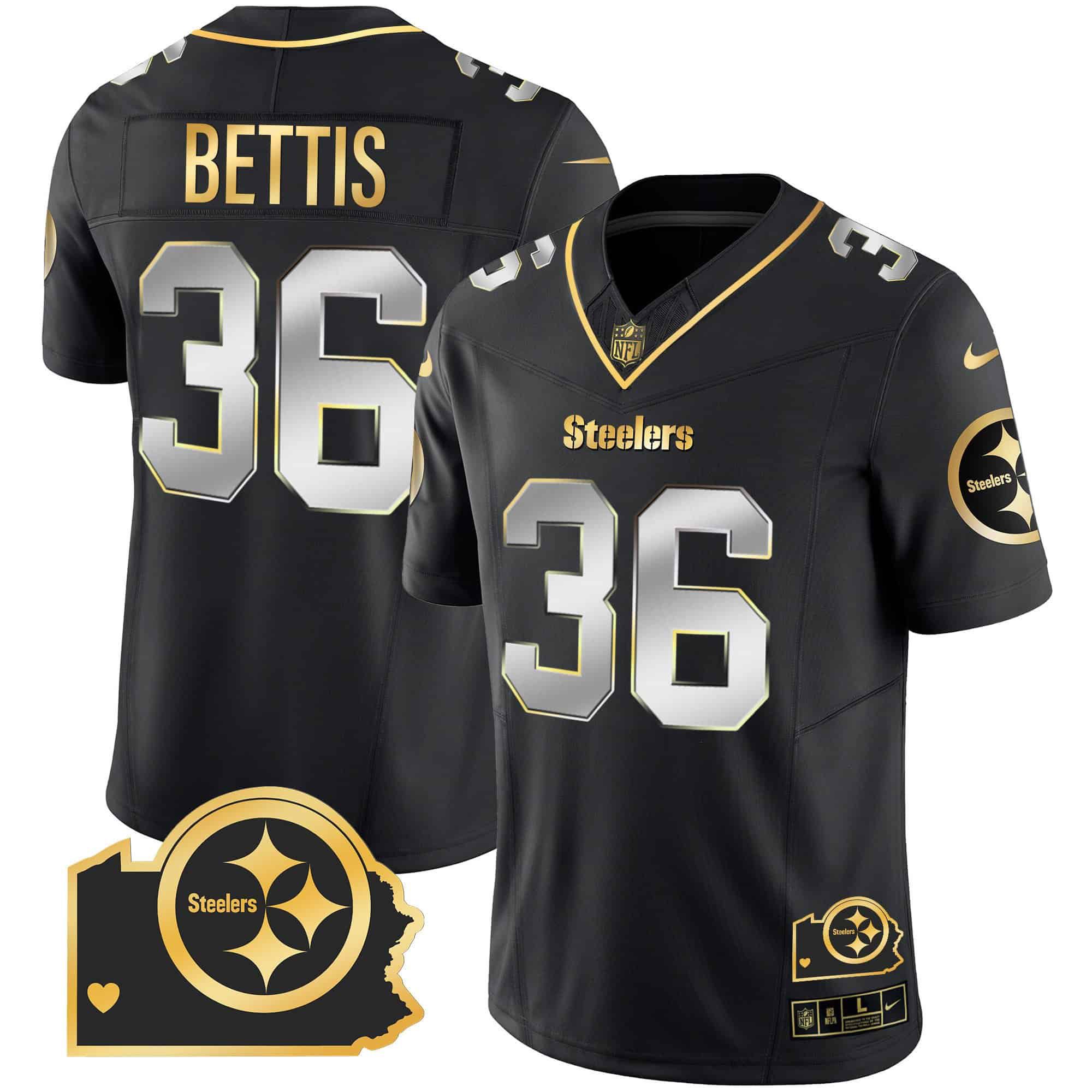 Men Pittsburgh Steelers #36 Bettis Black Gold 2024 Nike Home Patch Vapor Limited NFL Jersey style 1->indianapolis colts->NFL Jersey
